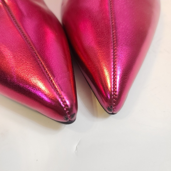 Jeffrey Campbell | Guillo Ruched Heeled Boots in Fuchsia Metallic Pink Size 7 - Picture 7 of 16